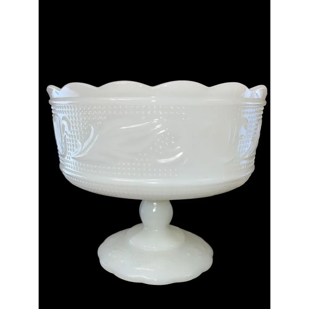 Vintage E.O. Brody Co. Milk‎ Glass Pedestal Bowl Made in USA 5.5